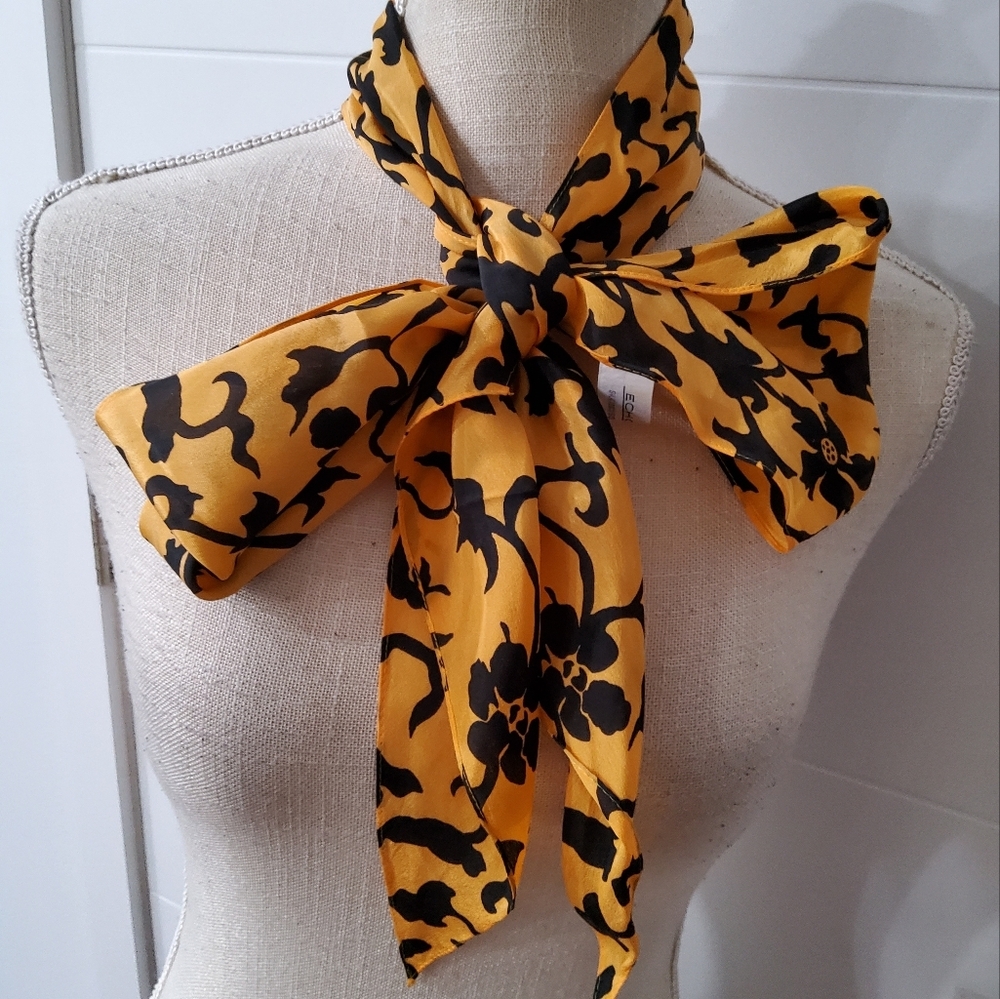ECHO Vintage Floral Yellow and Black Narrow Scarf